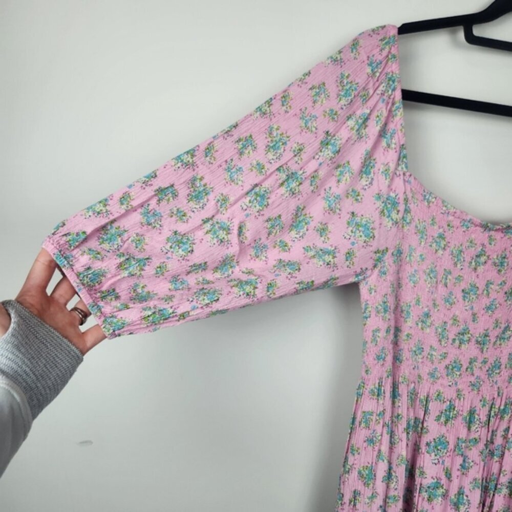 UO Odila Strappy Back Midi Dress Smocked Back Milkmaid Size Large Coquette - Picture 5 of 13